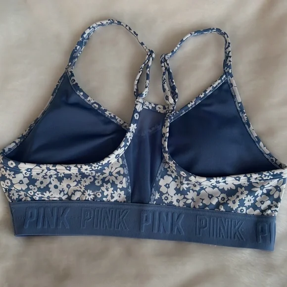 PINK Victorias Secret Active Sz xs Ultimate Lightly Lined Sports Bra Floral Blue - Picture 2 of 4